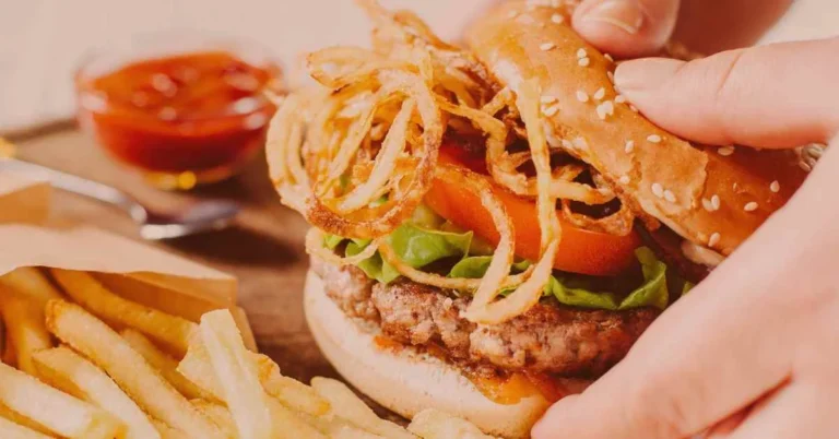 Image showcasing burger and French fries.